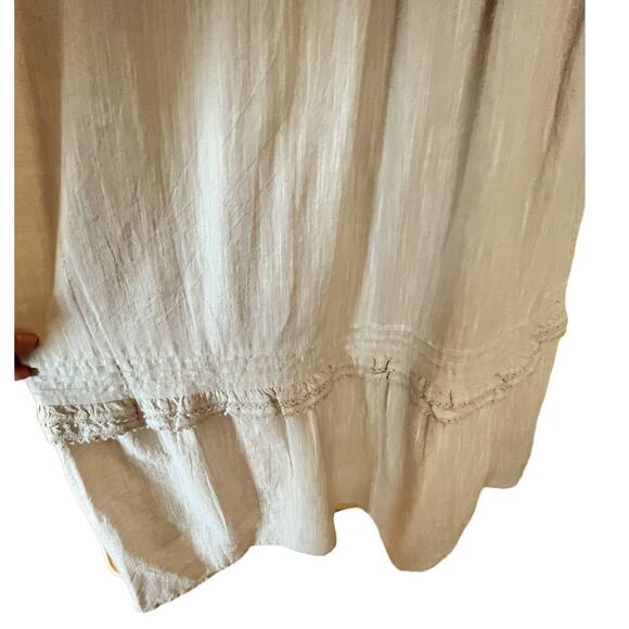 ROLLER RABBIT Maxi Dress Delfia Beige Ruffle Trim High Neck Long Sleeves Small - Picture 6 of 11